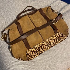 Genuine suede, leopard print purse